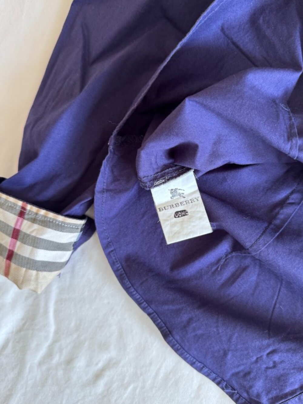 Girl's Burberry Blue Button Down Shirt Nova Check Cuffs Long Sleeve Medium - Picture 4 of 5
